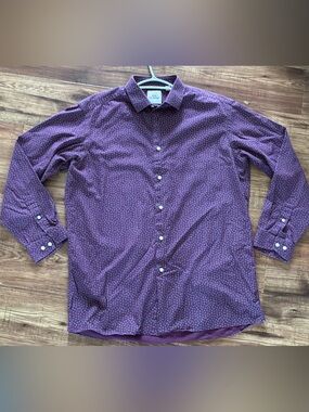 Ben Sherman Burgundy Micro-Print Long Sleeve Shirt